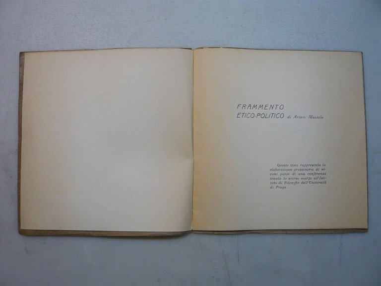 Arturo Massolo,FRAMMENTO ETICO-POLITICO,Tip. Bellucci, Urbino, 1958