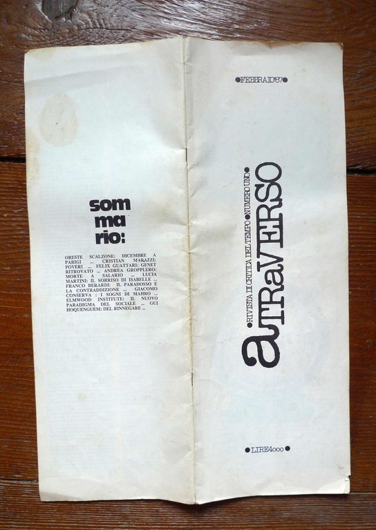 aTRAVERSO 1 Feb.1987.RIVISTA DI CRITICA DEL TEMPO[Bologna,Bifo,Scalzone,Guattari | Immagine Gallery 2