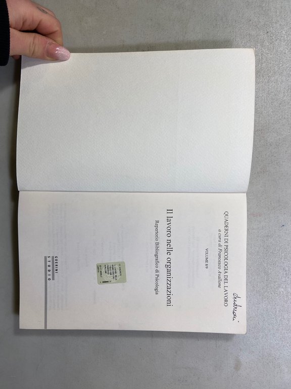 Avallone,IL LAVORO NELLE ORGANIZZAZIONI,Guerini 2001[psicologia