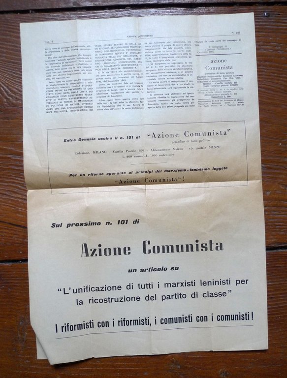 AZIONE COMUNISTA suppl.n.101 gen.1966[comunismo,XI Congresso PCI