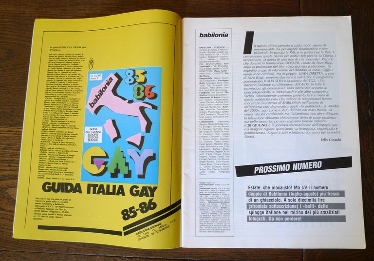BABILONIA n.26 Giugno 1985.MENSILE DI CULTURA E SEDUZIONE GAY[Mariangela Melato | Immagine Gallery 4