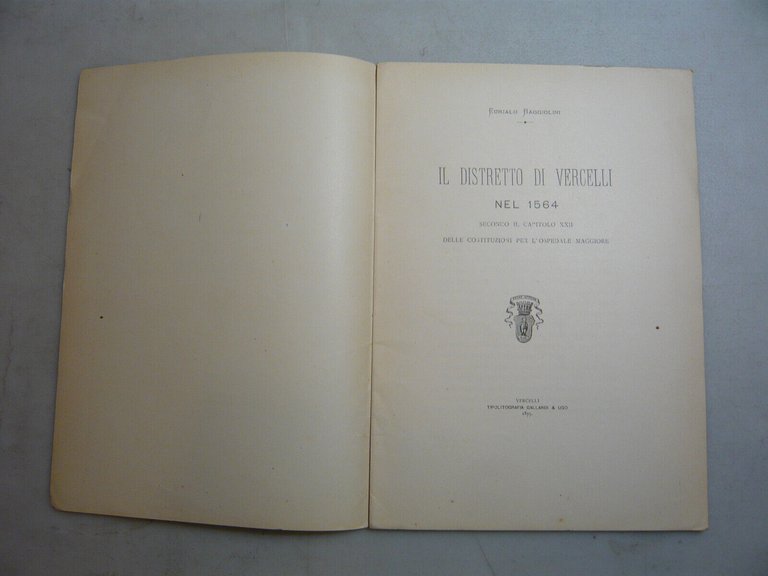 Baggiolini,IL DISTRETTO DI VERCELLI NEL 1564,Vercelli,1895