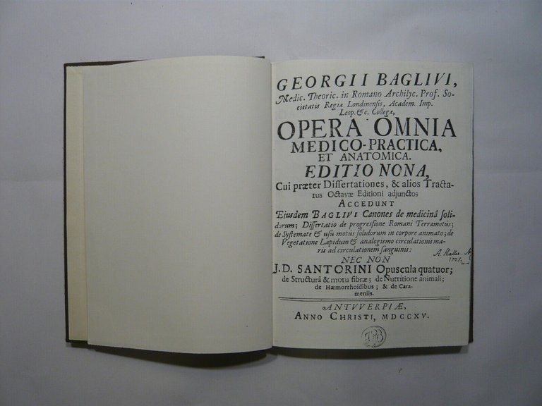 Baglivi,OPERA OMNIA MEDICO PRACTICA, ET ANATOMICA,1715[anastatica,medicina