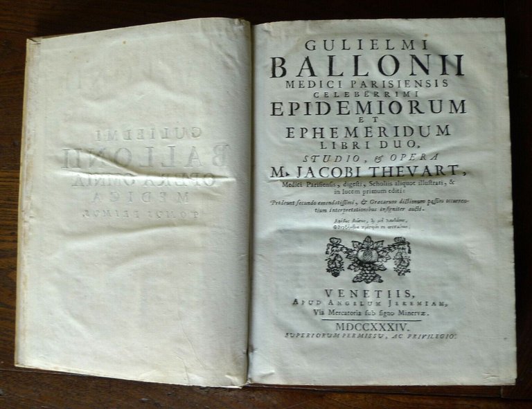Baillou,GULIELMI BALLONII OPERA OMNIA MEDICA,1734 Venezia[STORIA MEDICINA