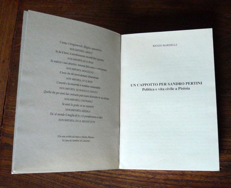 Bardelli,UN CAPPOTTO PER SANDRO PERTINI.Politica e vita civile a Pistoia,1997