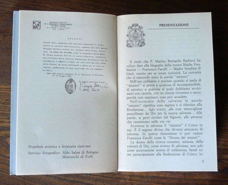 Barfucci,LA DONNA DEI MISTERI,'84[biografia Francesca Farolfi,Clarisse,religione