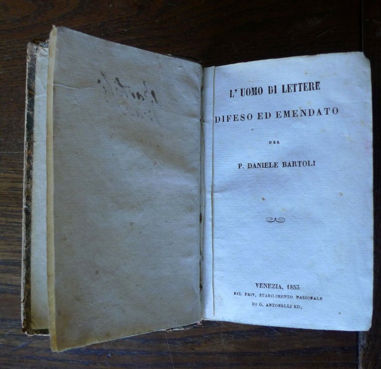 BARTOLI,L'UOMO DI LETTERE/GRASSI,SAGGIO INTORNO AI SINONIMI,1853 Antonelli