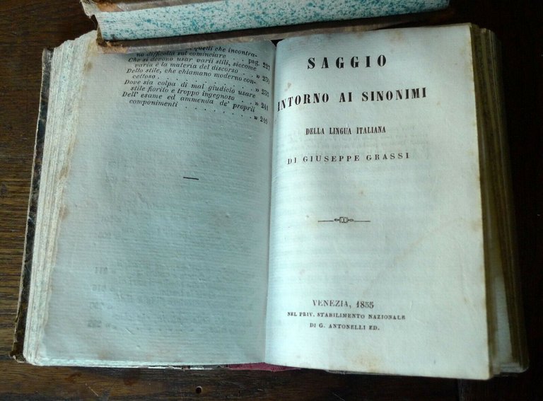 BARTOLI,L'UOMO DI LETTERE/GRASSI,SAGGIO INTORNO AI SINONIMI,1853 Antonelli
