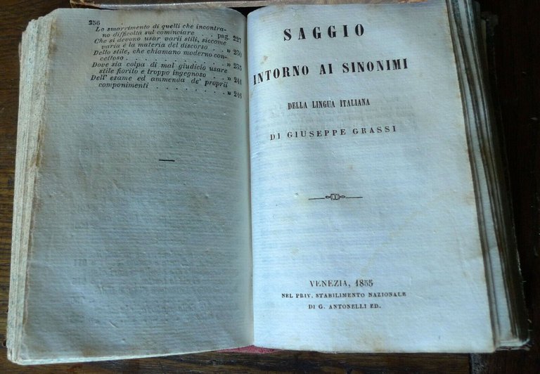 BARTOLI,L'UOMO DI LETTERE/GRASSI,SAGGIO INTORNO AI SINONIMI,1853 Antonelli