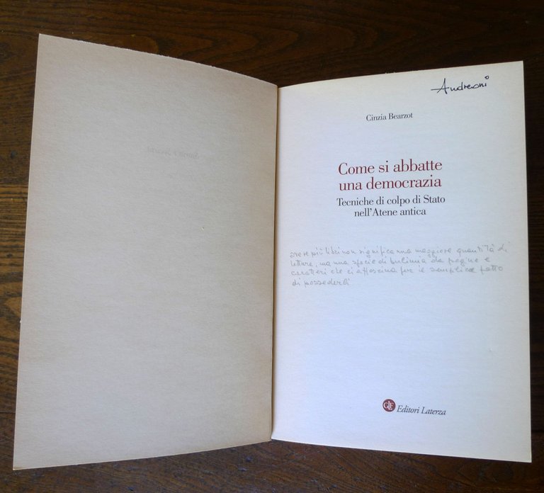 Bearzot,COME SI ABBATTE UNA DEMOCRAZIA,2013 Laterza[storia,Atene,colpo di Stato