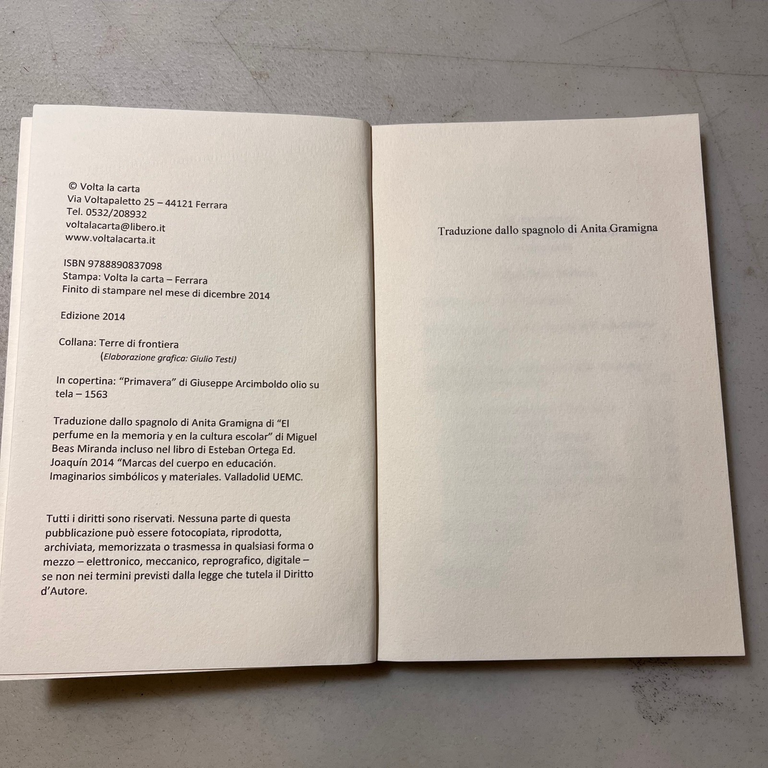 Beas Miranda,IL PROFUMO.Tracce educative nella memoria e nella cultura,2014