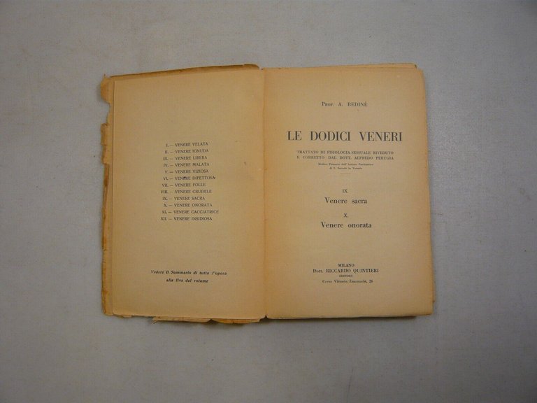 Bediné,LE DODICI VENERI Vol.5,Trattato di fisiologia sessuale, Quintieri 1923