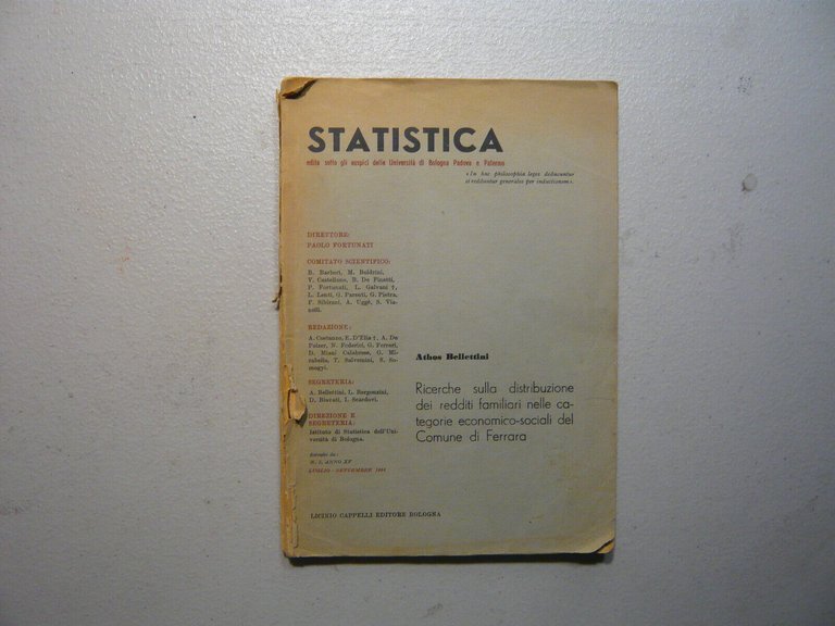 Bellettini,RICERCHE SULLA DISTRIBUZIONE DEI REDDITI FAMILIARI,1955[statistica