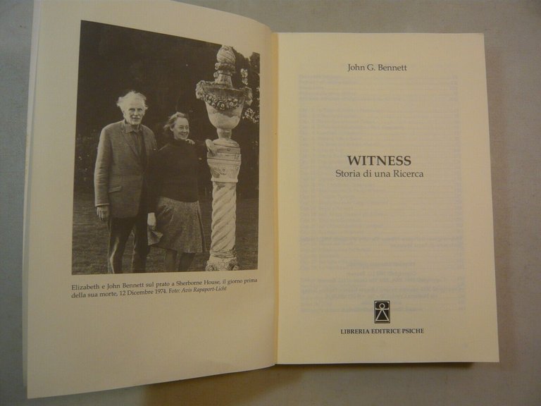 BENNETT,WITNESS Storia di una ricerca,libreria editrice Psiche, Torino, 2014
