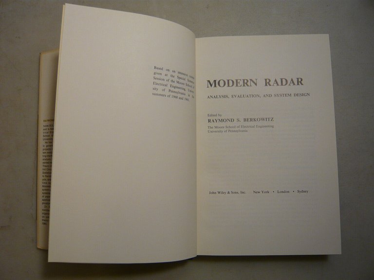 Berkowitz,MODERN RADAR,New York,1965[ingegneria elettronica,inglese