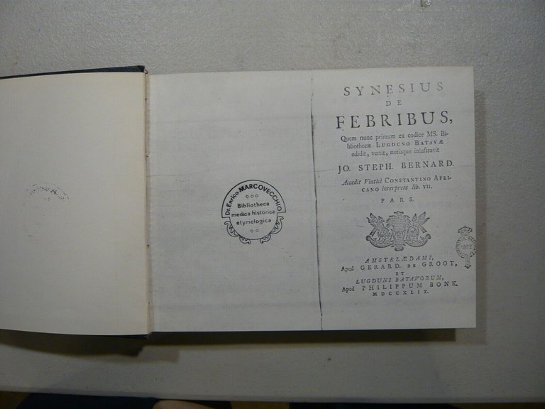 Bernard, SYNESIUS DE FEBRIBUS, 1749[anastatica