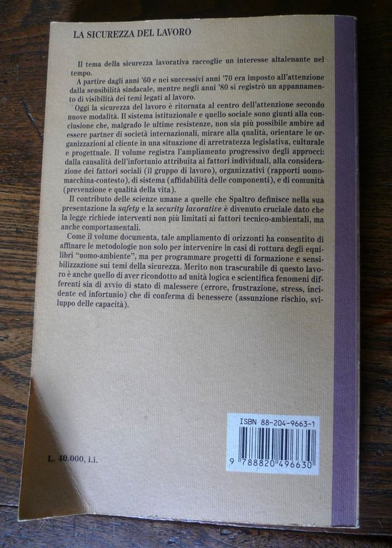 Berra/Prestipino,LA SICUREZZA DEL LAVORO,1996[Spaltro,PSICOLOGIA ORGANIZZAZIONI | Immagine Gallery 2