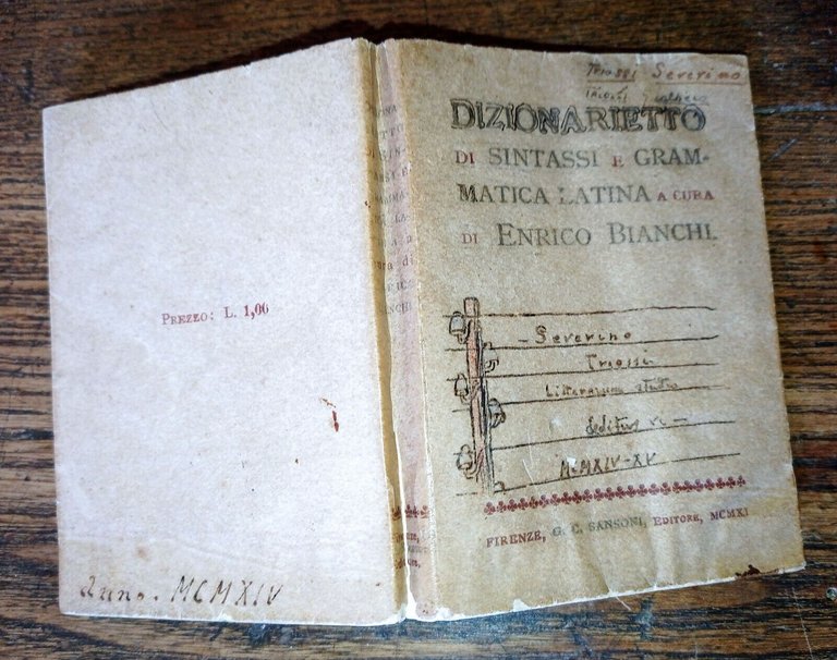 Bianchi,DIZIONARIETTO DI SINTASSI E GRAMMATICA LATINA,1911 Sansoni[minilibro