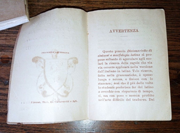 Bianchi,DIZIONARIETTO DI SINTASSI E GRAMMATICA LATINA,1911 Sansoni[minilibro