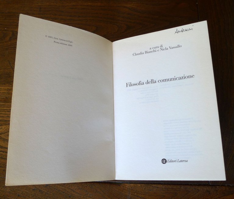 Bianchi/Vassallo,FILOSOFIA DELLA COMUNICAZIONE,2005 Laterza MANUALI