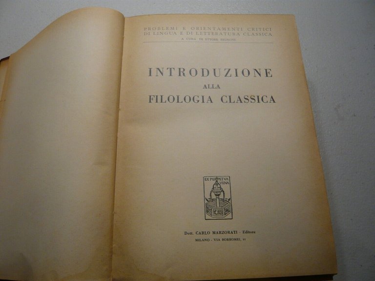 Bignone,INTRODUZIONE ALLA FILOLOGIA CLASSICA,Marzorati 1951