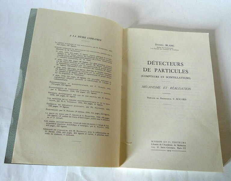 Blanc,DÉTECTEURS DE PARTICULES(COMPTEURS ET SCINTILLATEURS),1959[fisica nucleare
