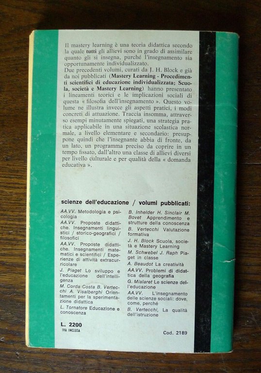 Block/Anderson,MASTERY LEARNING IN CLASSE,1979 Loescher[pedagogia,didattica