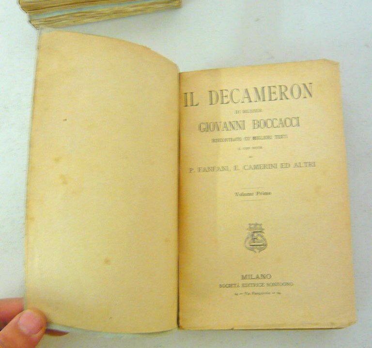 Boccaccio,OPERE MINORI(1879)/IL DECAMERON,2 voll.(1902)Sonzogno
