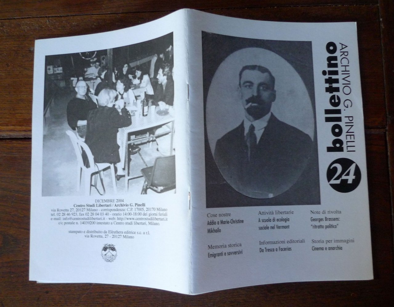 BOLLETTINO n.24 2004.CENTRO STUDI LIBERTARI-ARCHIVIO G.PINELLI[ANARCHIA,Brassens | Immagine principale
