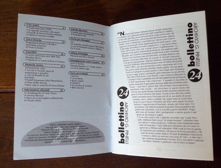BOLLETTINO n.24 2004.CENTRO STUDI LIBERTARI-ARCHIVIO G.PINELLI[ANARCHIA,Brassens | Immagine Gallery 2
