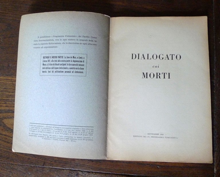 Bordiga,DIALOGATO COI MORTI.IL XX CONGRESSO DEL PARTITO COMUNISTA RUSSO,1956