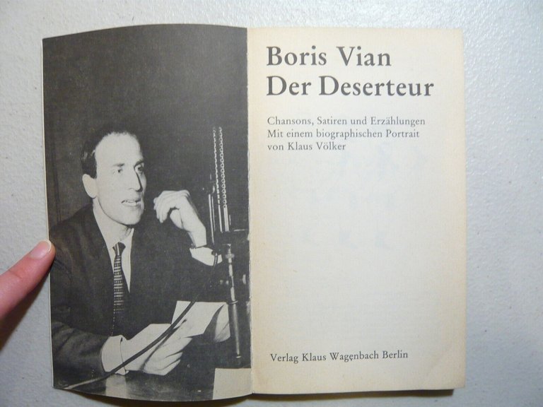 Boris Vian,DER DESERTEUR.Chansons, satire und Erzählungen, 1980[Klaus Volker