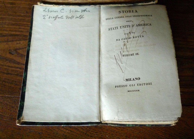 Botta,STORIA DELLA GUERRA DELL'INDIPENDENZA DEGLI STATI UNITI D'AMERICA,1829