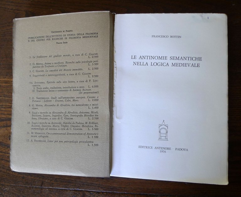 Bottin,LE ANTINOMIE SEMANTICHE NELLA LOGICA MEDIEVALE,1976 Antenore[FILOSOFIA | Immagine Gallery 2