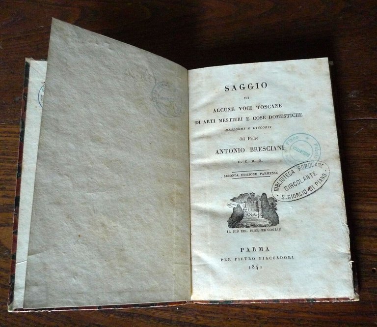 Bresciani,SAGGIO DI ALCUNE VOCI TOSCANE DI ARTI,MESTIERI,1841 Fiaccadori[lingua