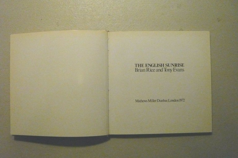 Brian Rice e Tony Evans THE ENGLISH SUNRISE, Londra 1972