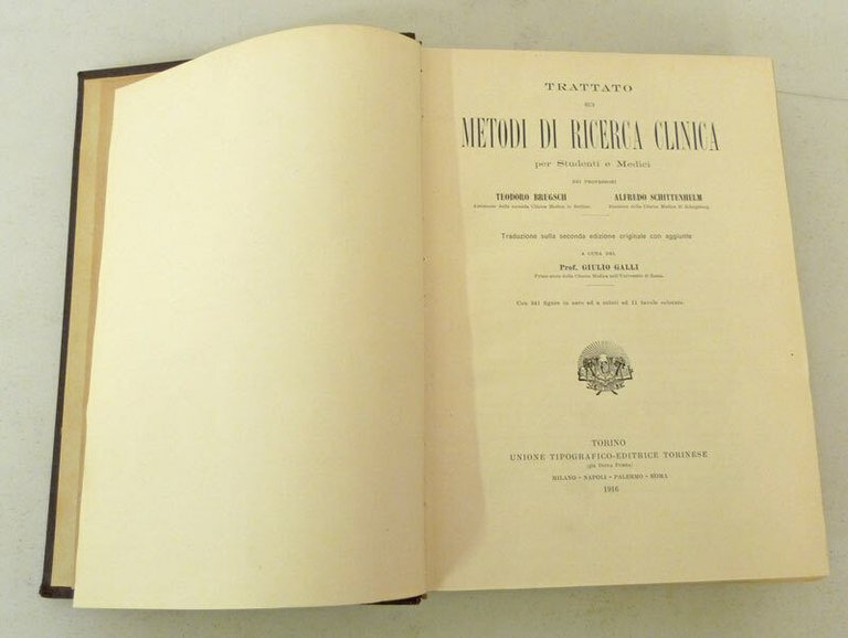 Brugsch,TRATTATO SUI METODI DI RICERCA CLINICA,1916 UTET[medicina,manuale