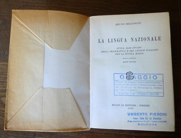 Bruno Migliorini,LA LINGUA NAZIONALE,1963 Le Monnier[manuale scuola,grammatica | Immagine Gallery 2