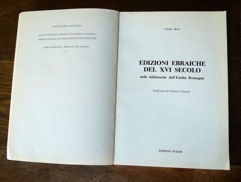 Busi,EDIZIONI EBRAICHE DEL XVI SECOLO NELLE BIBLIOTECHE DELL'EMILIA ROMAGNA,1987 | Immagine Gallery 2
