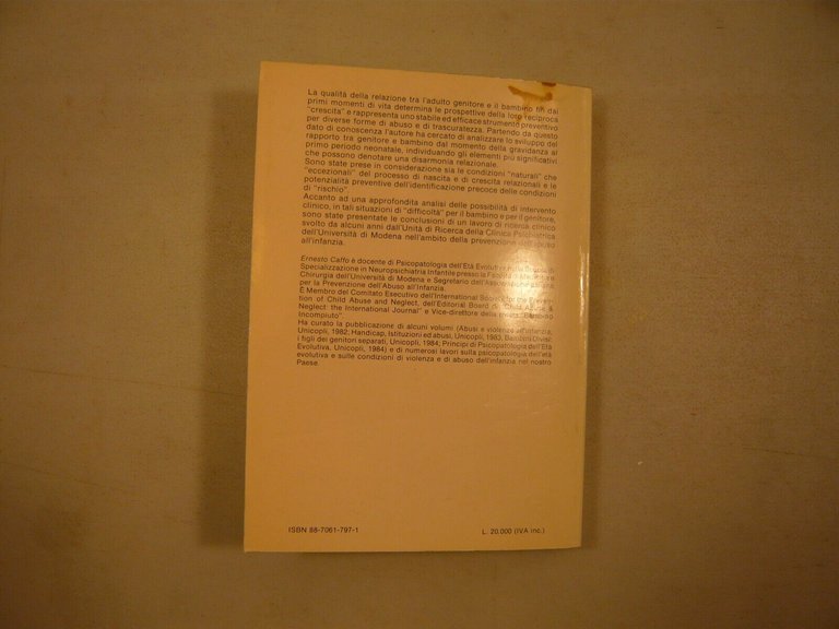 Caffo,LA DISTORSIONE RELAZIONALE PRECOCE TRA GENITORE E BAMBINO,1984