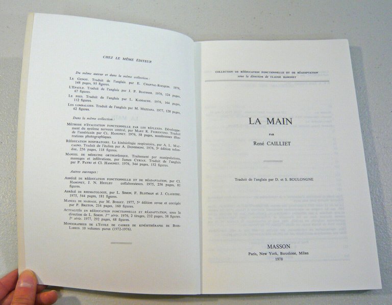 Cailliet,LA MAIN,1977 Masson[medicina,LA MANO,RIEDUCAZIONE FUNZIONALE