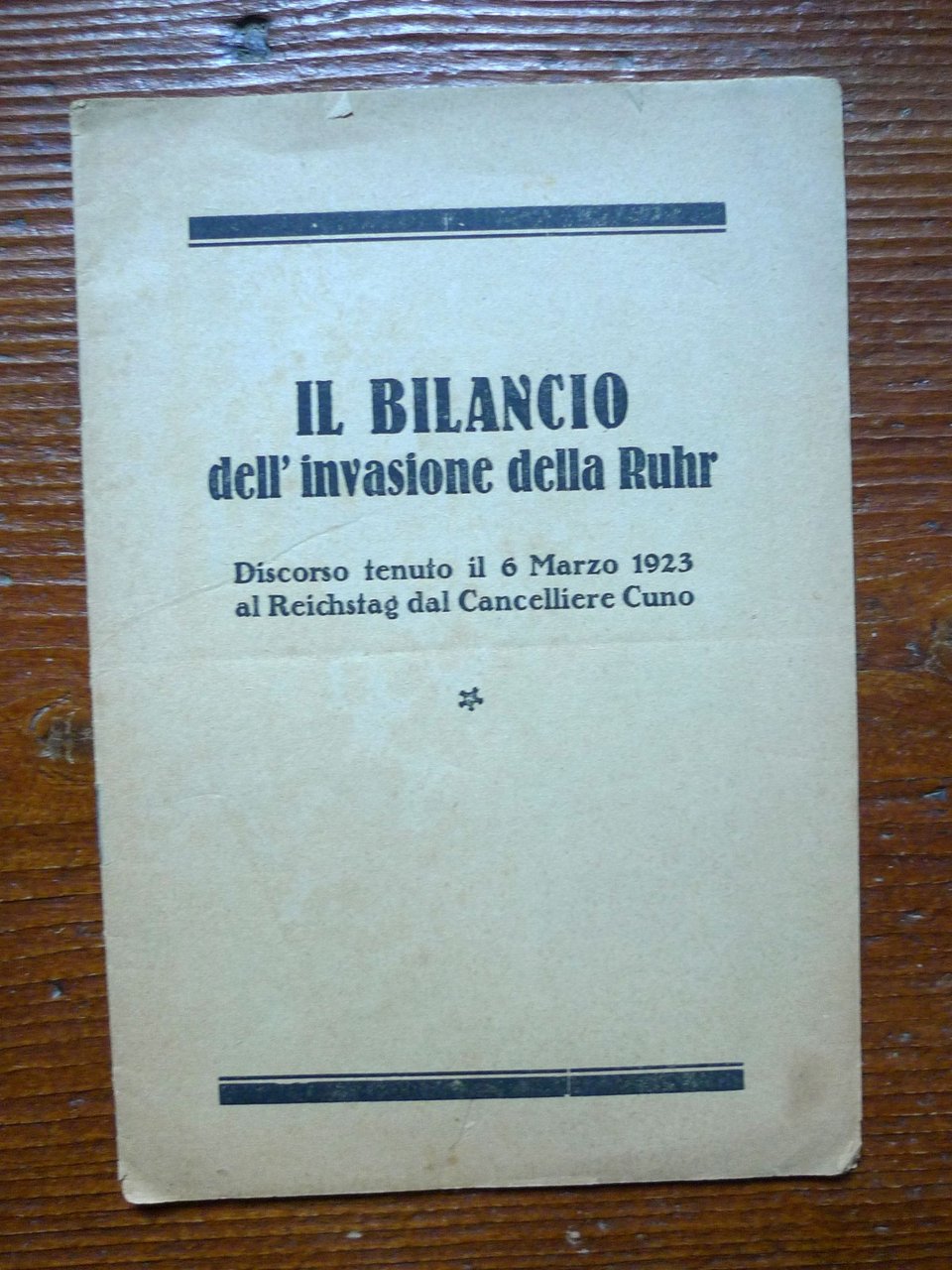Cancelliere Cuno,IL BILANCO DELL'INVASIONE DELLA RUHR.Discorso 6 Marzo 1923 | Immagine principale