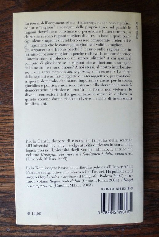 Cantù/Testa,TEORIE DELL'ARGOMENTAZIONE,2006 Bruno Mondadori[FILOSOFIA,LOGICA