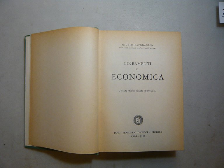 Capodaglio,ECONOMICA,Bari,1967