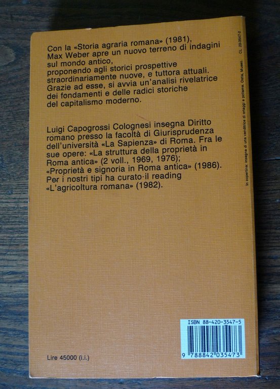 Capogrossi Colognesi,ECONOMIE ANTICHE E CAPITALISMO MODERNO,'90[Max Weber,storia