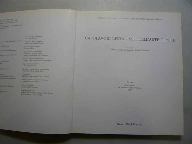 CAPOLAVORI RESTAURATI DELL’ARTE TESSILE,Nuova Alfa 1991[catalogo mostra