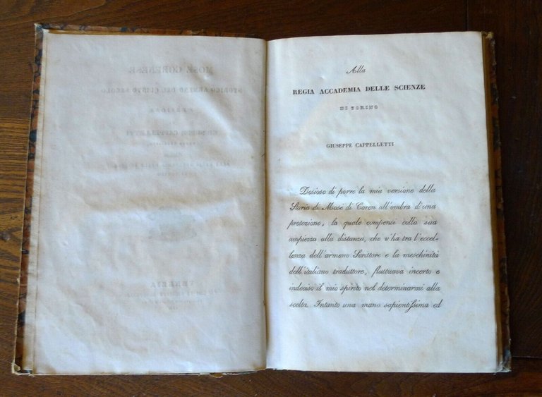 CAPPELLETTI,MOSÈ CORENESE STORICO ARMENO DEL V SEC.1841 Antonelli[STORIA ARMENIA