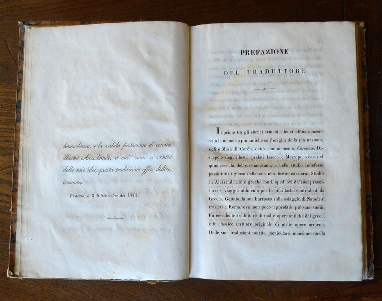 CAPPELLETTI,MOSÈ CORENESE STORICO ARMENO DEL V SEC.1841 Antonelli[STORIA ARMENIA