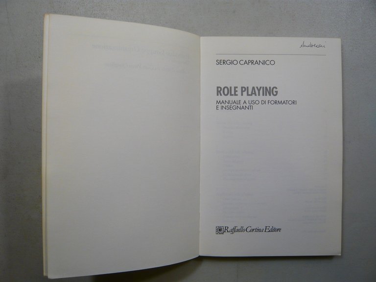 Capranico,ROLE PLAYING.Manuale a uso di formatori e insegnanti,R. Cortina 1997