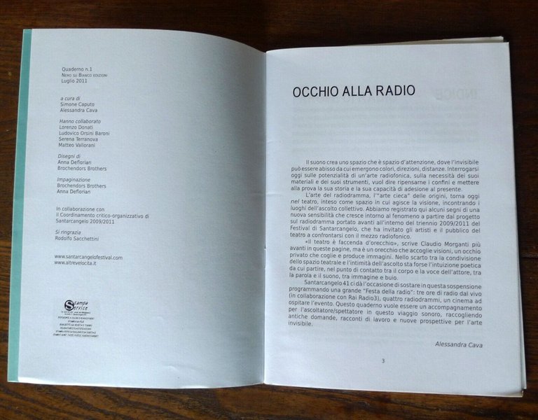 Caputo/Cava,QUADERNO 1.OCCHIO ALLA RADIO.Radio e Teatro.Santarcangelo 2009/2011